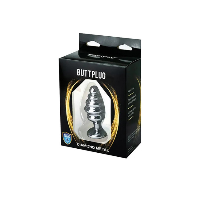 Анальна пробка Fantasy Silver Ribbed Butt Plug M, 8 см (рожевий)