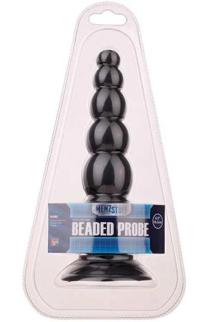 Korek analny Menz Stuff Beaded Probe, 16,5 cm (czarny)