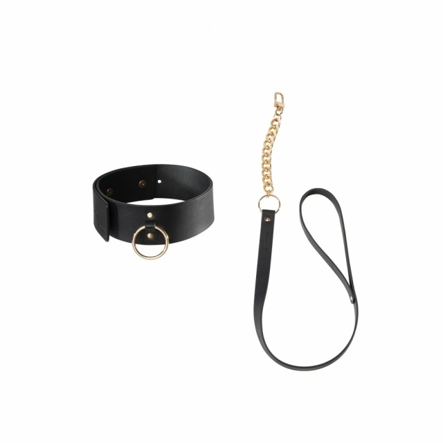 Ошейник с поводком Bijoux Indiscrets Maze Wide Choker Black (черный)