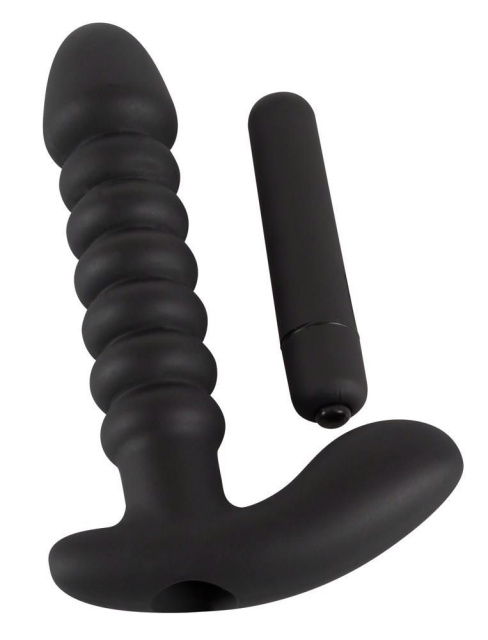 Black Velvets Black Velvets Vibrating - Korek analny z wibracjami, Czarny, 17 cm