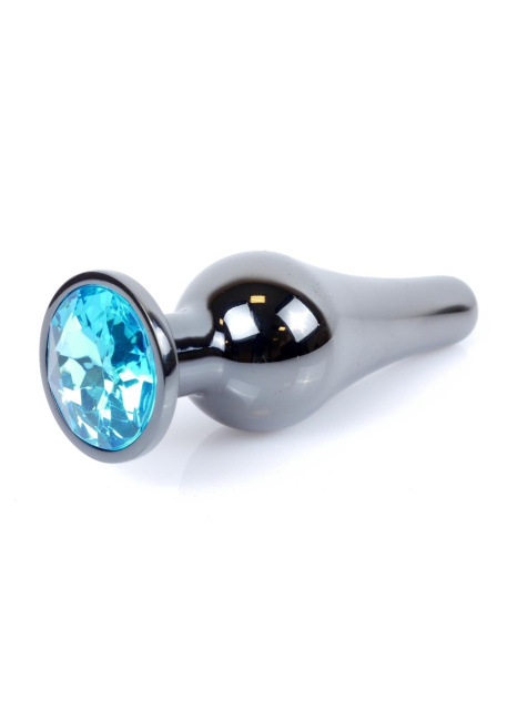 MyLove Jewellery Dark Silver Butt Plug - Korek analny, Niebieski, 9.5 cm