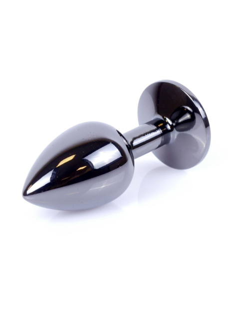 B - Series HeavyFun Boss Jewellery - Metalowy korek analny z kryształem, Zielony, 7 cm, S