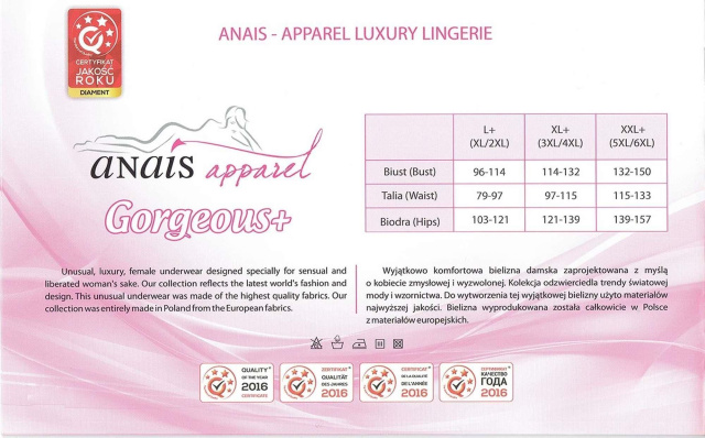 Anais Yammy - Seksowna koszulka z paskami do pończoch, XL/XXL