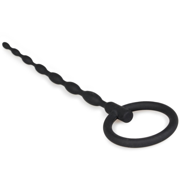 Sinner Gear Silicone Penis Plug With Pull Ring - Stymulator cewki moczowej, Czarny, 16 cm