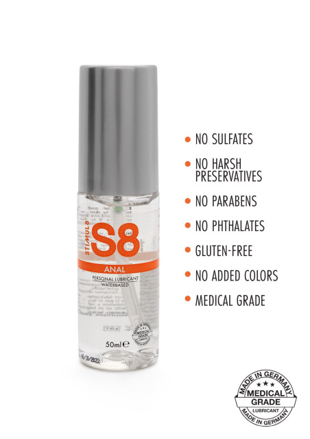 Stimul8 S8 Anal Lube Natural - Lubrykant na bazie wody, 50 ml