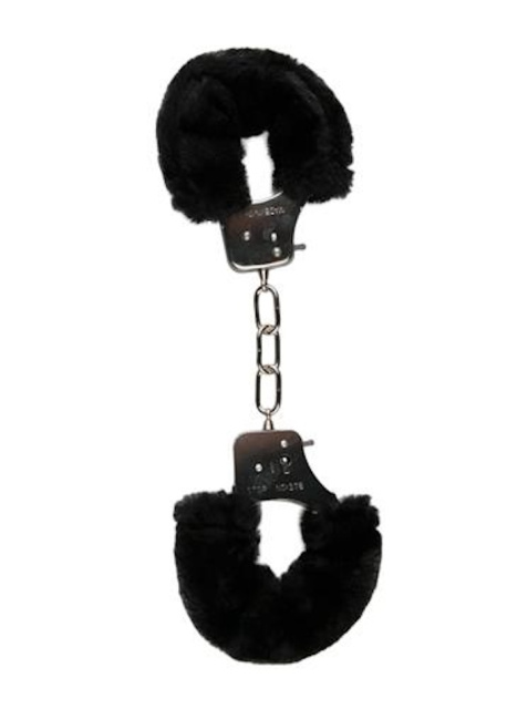 Easytoys Furry Handcuffs - Kajdanki, Czarny, 28 cm