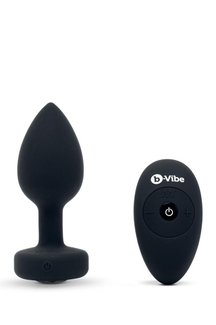 B-Vibe Vibrating Jewel Plug - Korek analny, Czarny, 10.5 cm, M/L