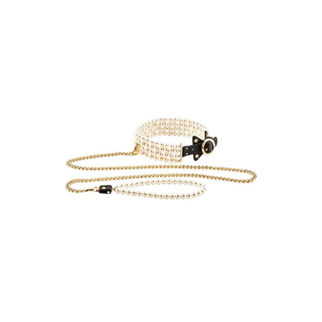 Ошейник с поводком Guilty Pleasure BDSM Luminous Pearl Leash & Collar (золотой)
