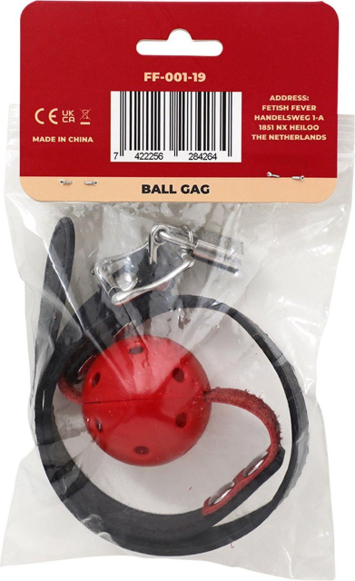 Fetish Fever Ball Gag - Knebel z kulką, Czarny-Czerwony