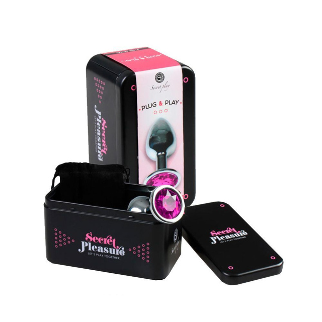 Secret Play Metal Butt Plug Fuchsia - Korek analny, Fuksja, 8.5 cm, M