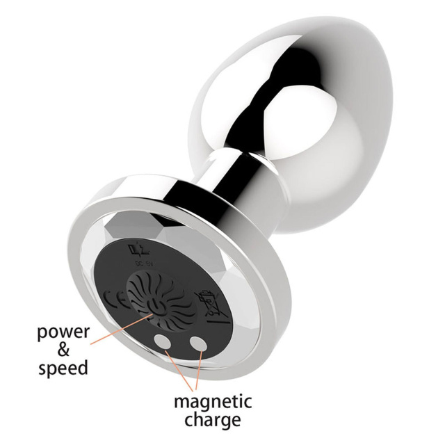 B - Series Magic Rechargeable Butt Plug - Korek analny, Srebro, 8.4 cm