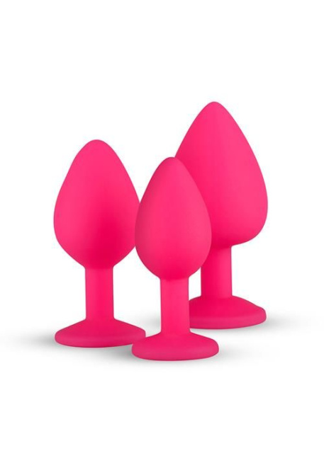 Набор анальных пробок EasyToys Plug-Diamond, 3 шт (розовый)