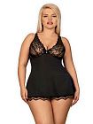 Кружевной эротический комплект Obsessive Luvae, 2XL/3XL (черный)