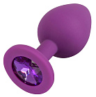 Анальна пробка з кристалом Colorful Joy Jewel Medium, 8 см (фіолетовий)
