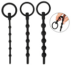 Penisplug Training Set - Stymulator cewki moczowej, Czarny, 16 cm