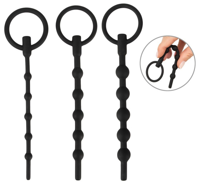 Penisplug Training Set - Stymulator cewki moczowej, Czarny, 16 cm