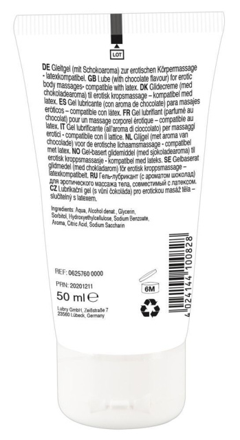 Масажний гель-лубрикант на водній основі Lick It! шоколад, 50 ml