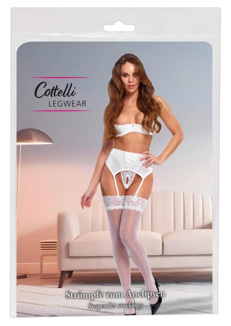 Чулки Cottelli Legwear Anclipsen, L (белый)