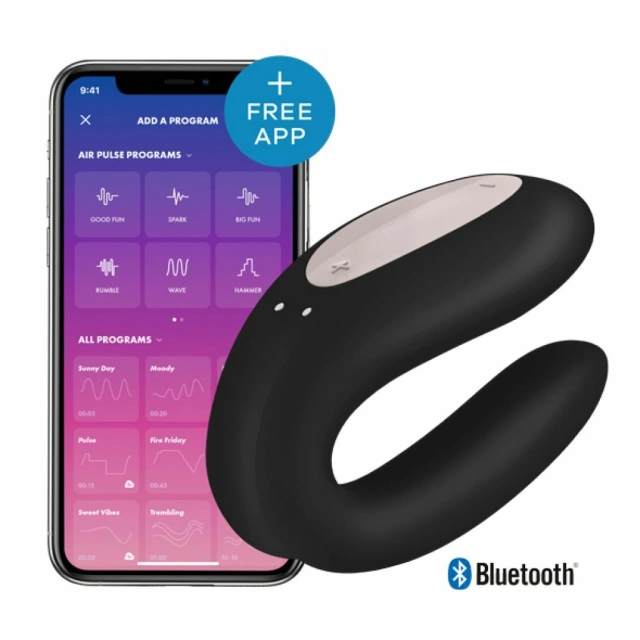 Wibrator dla par Satisfyer Double Joy, 9 cm (czarny)
