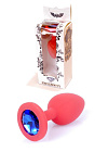 Силіконова анальна пробка з кристалом Boss Silikon Plug Jewellery Red Small, 7 см (синій)