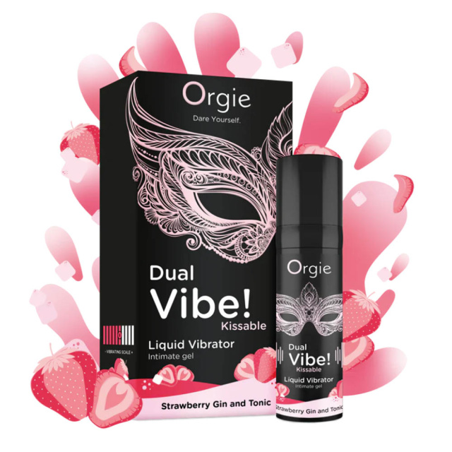 Рідкий вібратор Orgie Dual Vibe! Liquid Vibrator Strawberry Gin and Tonic, 15 мл