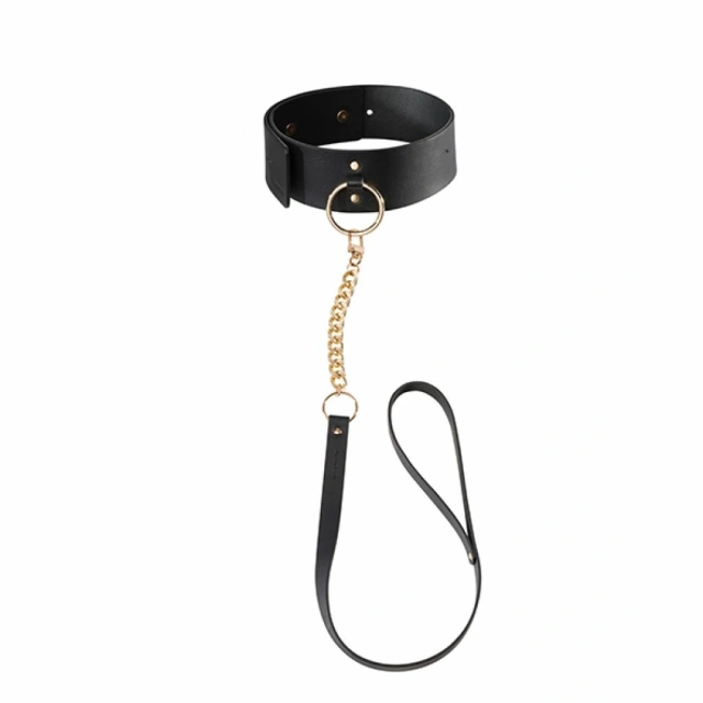 Ошейник с поводком Bijoux Indiscrets Maze Wide Choker Black (черный)