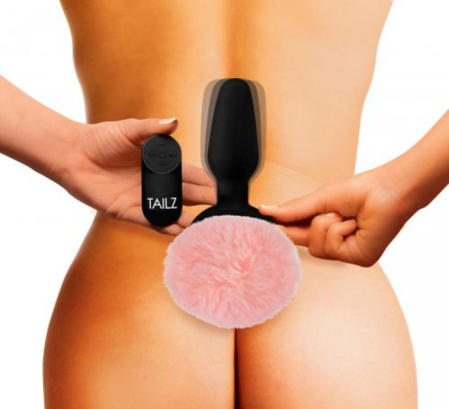 Korek analny Tailz Pink Bunny Tail, 19 cm (czarny)