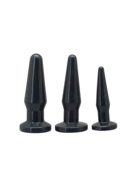 Toyz4lovers Anal Plug 3 Sizes/ Set - Korek analny, Czarny, 12.4 cm