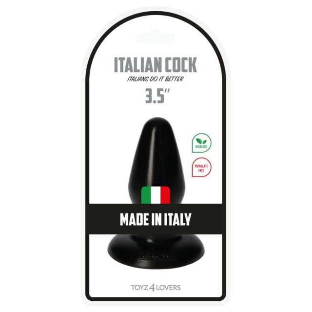 Toyz4lovers Italian Cock 3, 5" - Korek analny, Czarny, 9.5 cm
