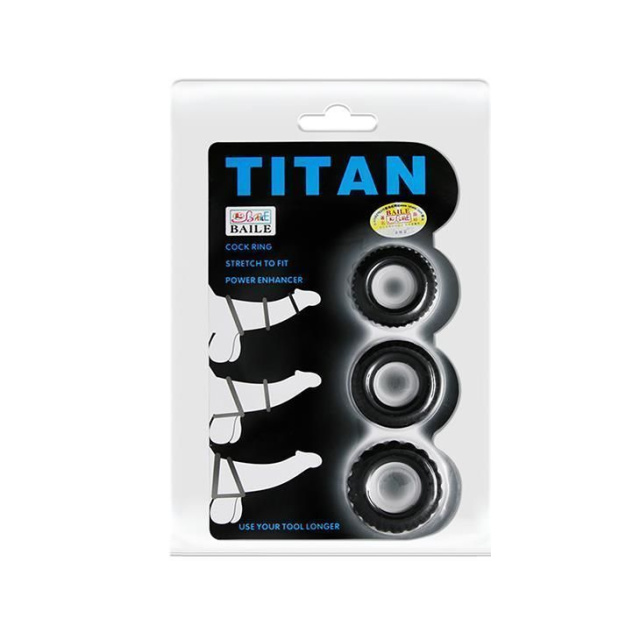 Ерекційні кільця Titan Cock Ring Set, 3 шт (чорний)
