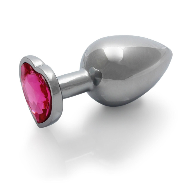 Ouch! Heart Gem Butt Plug - Korek analny, Srebro, 9.3 cm