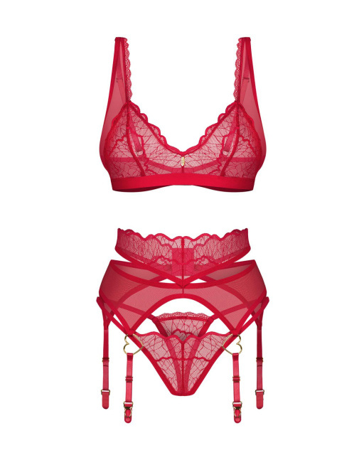 Комплект білизни Obsessive Cupide Desir, 2XL/3XL (червоний)