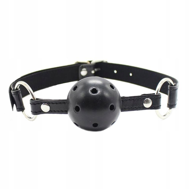 FETISH ADDICT Breathable Ball Gag - Knebel z kulką, Czarny, 63 cm