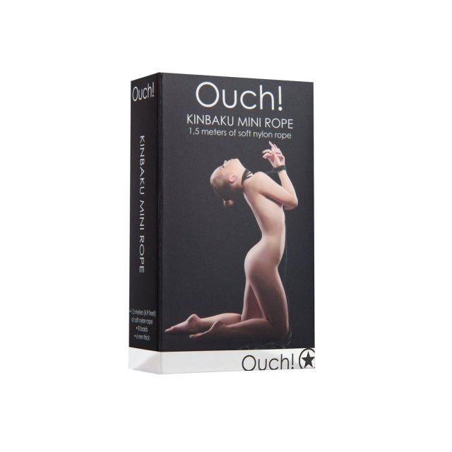 Ouch Kinbaku Mini Rope - Lina do bondage, Czarny