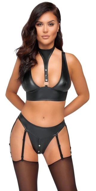 Комплект белья Cottelli Bondage Bra Set, XL (черный)