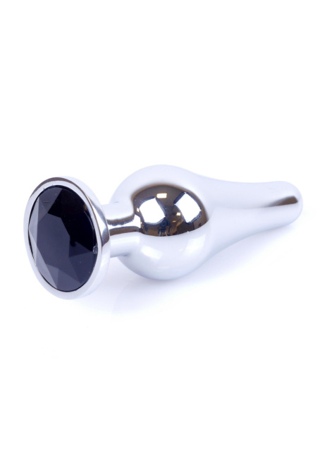 B - Series HeavyFun Jewellery Silver Plug - Korek analny, Czarny, 9.5 cm