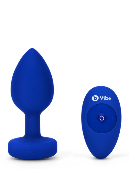 B-Vibe Vibrating Jewel Plug L/XL - Korek analny, Niebieski, 11.1 cm, L/XL