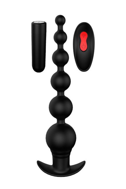 Dream Toys Graduating Beads - Korek analny, Czarny, 20.7 cm