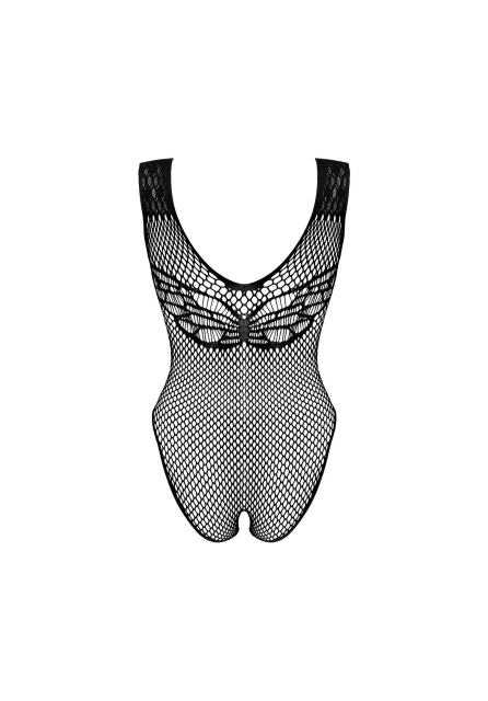 Боді Obsessive B134 з чорної сіточки з відкритим кроком, S/M/L (чорний)