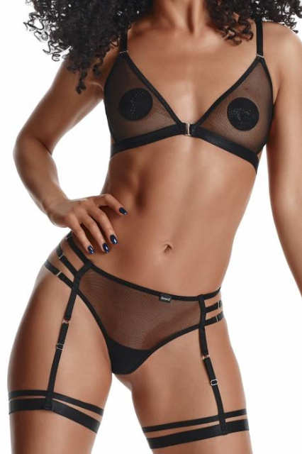 Комплект білизни Demoniq LadyX Adora, XL (чорний)