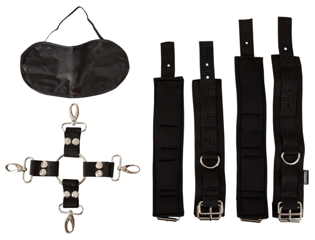 Фіксатори з наручниками Pipedream Heavy-Duty Hogtie Kit (чорний)