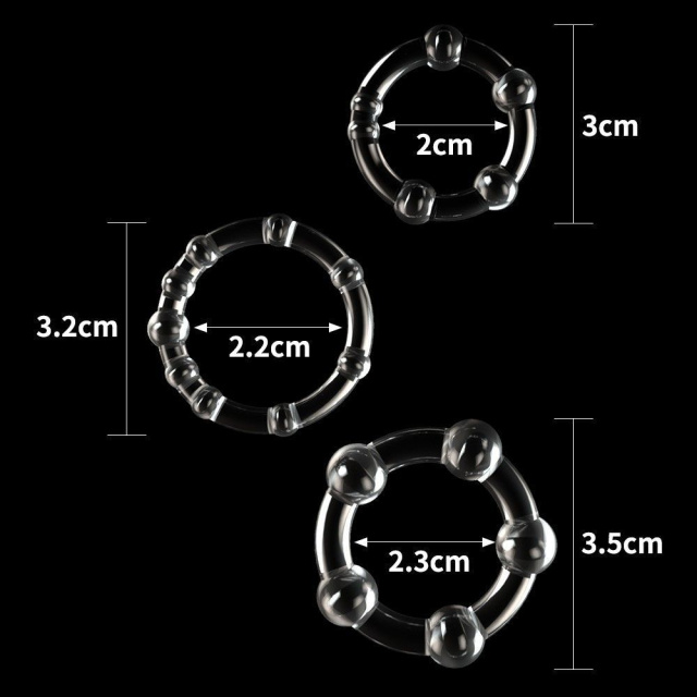 Набор эрекционных колец LoveToy Triple Beaded Ring Set, 3 шт (прозрачный)
