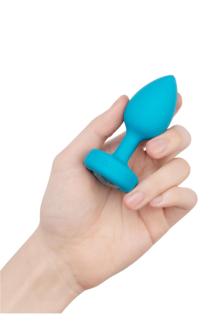 B-Vibe Vibrating Jewel Plug S/M - Korek analny, Turkus, 9.8 cm, S/M