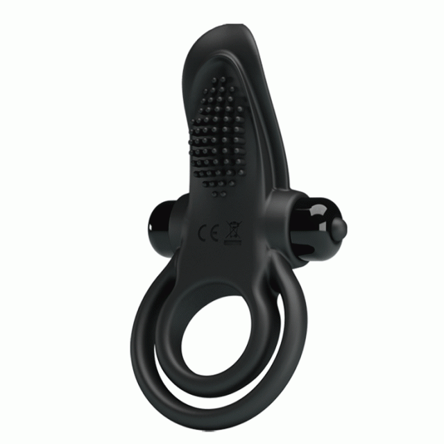 Pretty Love Vibro Penis Ring - Pierścień erekcyjny na penisa z wibracją, Czarny, 11, 3 cm