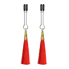 Затискачі для сосків з пензликами LoveToy Glamor Tassel Nipple Clamp, 14 см (червоний)