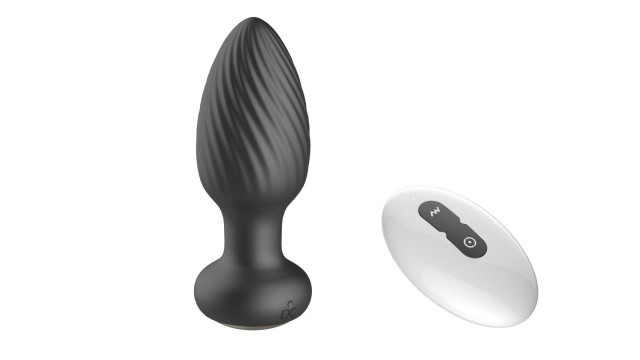 B - Series Cute Retating Remote - Korek analny, Czarny, 9.8 cm
