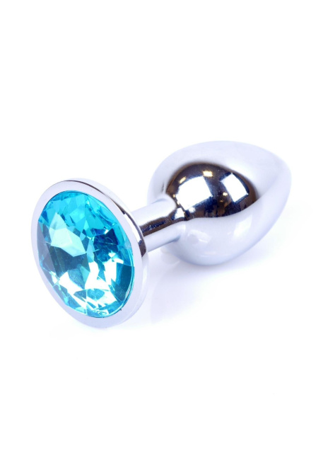 Анальна пробка з кристалом B - Series HeavyFun Plug-Jewellery Silver, 7 см (блакитний)