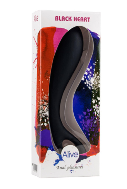 Alive Black Heart - Stymulator analny, Czarny, 16 cm