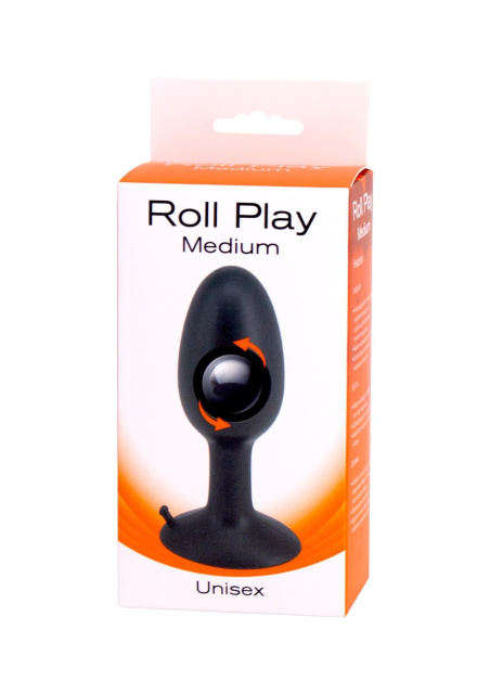 Seven Creations Roll Play Medium - Korek analny, Czarny, 10 cm, M