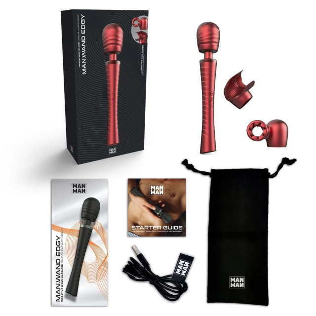 Вібромасажер Dorcel Man.wand Edgy, 30 см (червоний)